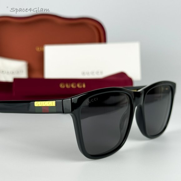 Gucci Men Sunglasses Black Grey Anti-Reflective Square GG0746S LOGO 001 NEW - Picture 4 of 8